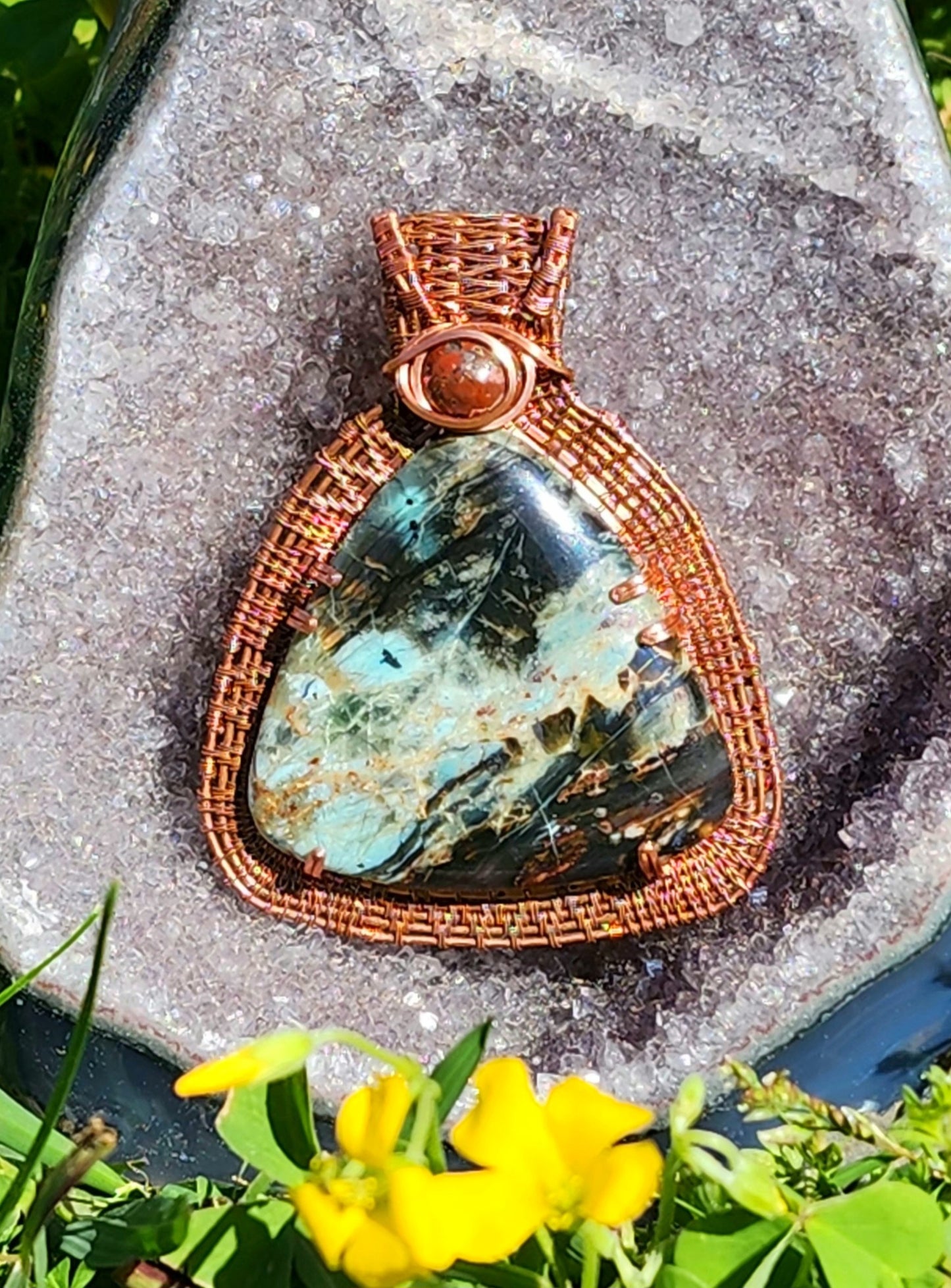 Handcut California Plasma Agate Pendant