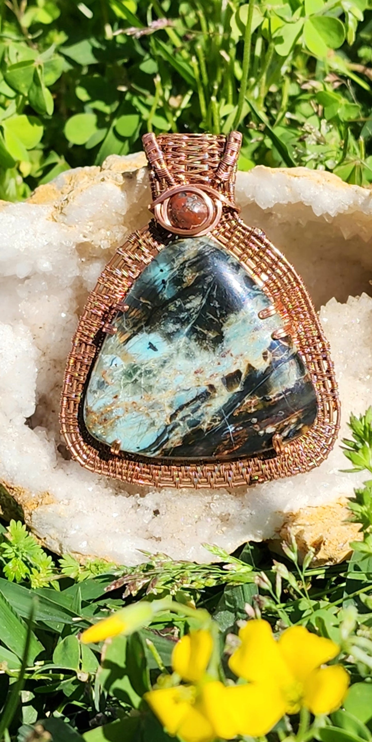 Handcut California Plasma Agate Pendant