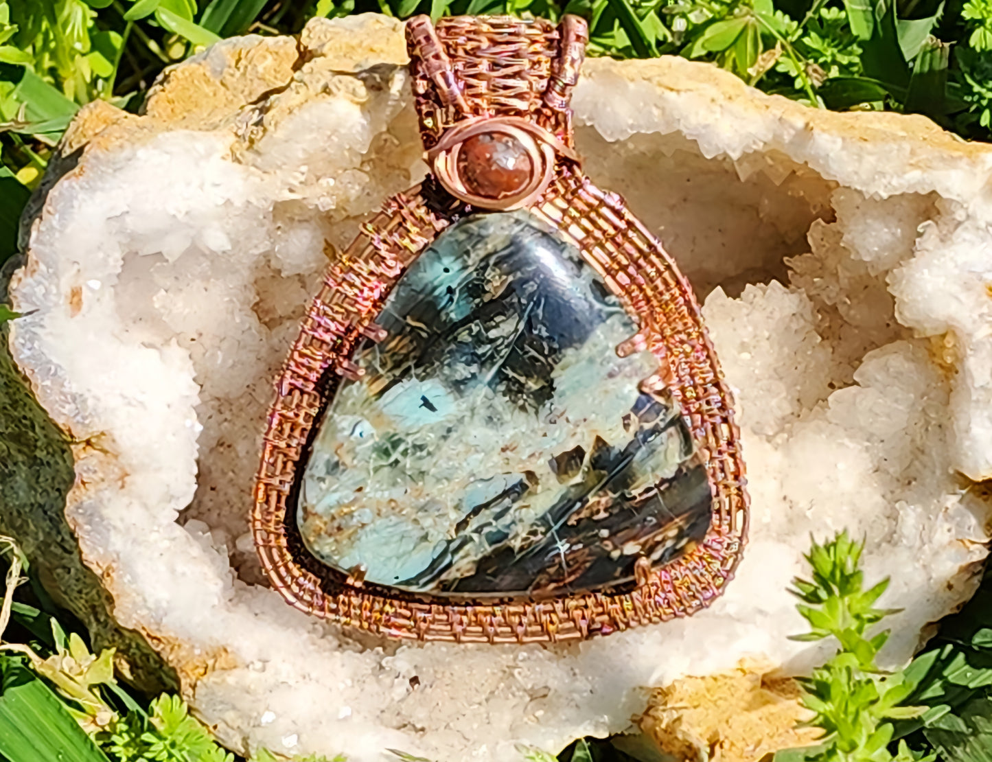 Handcut California Plasma Agate Pendant