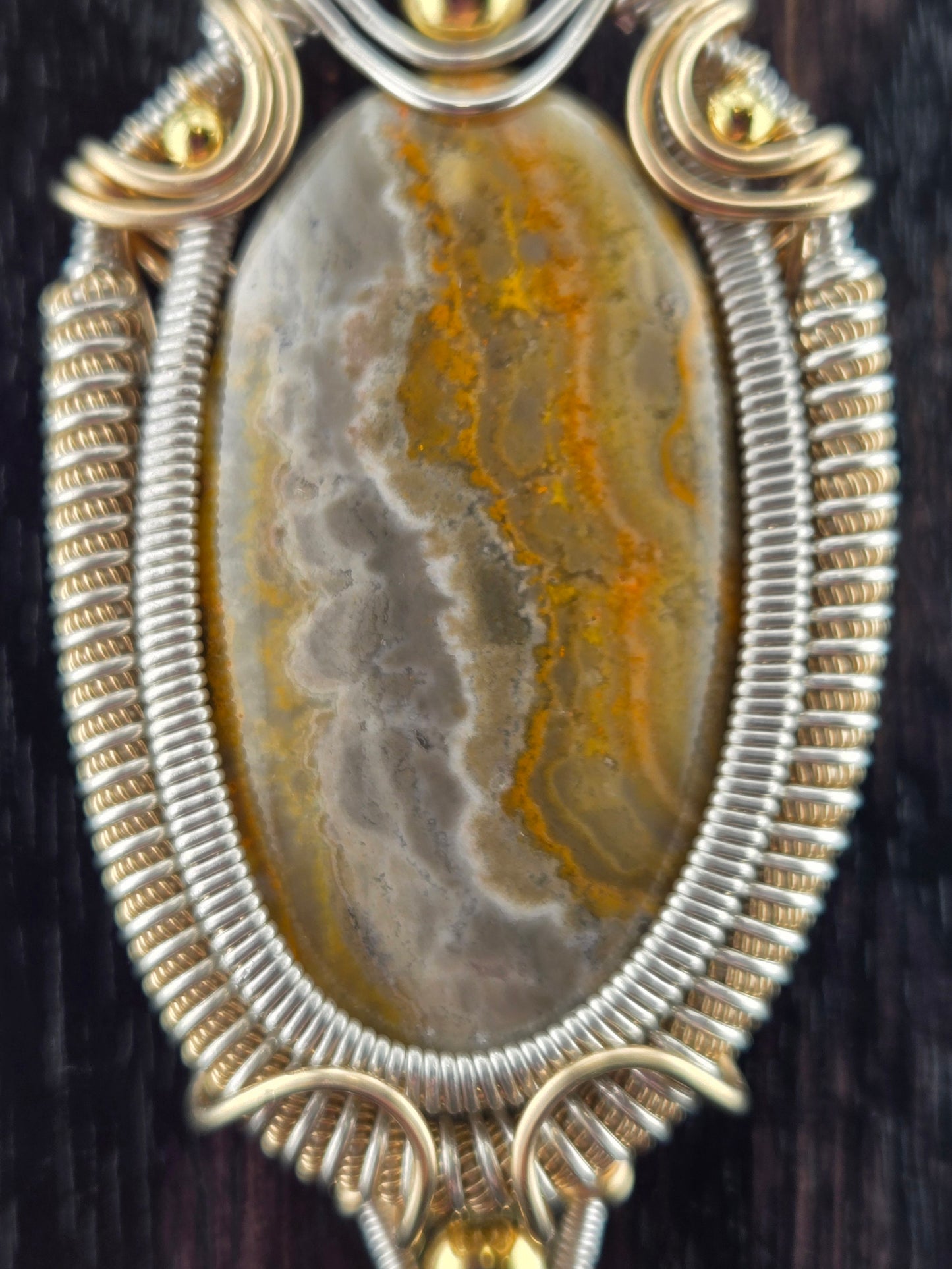 Handcut Bumblebee Jasper Pendant in 14/20 and .925