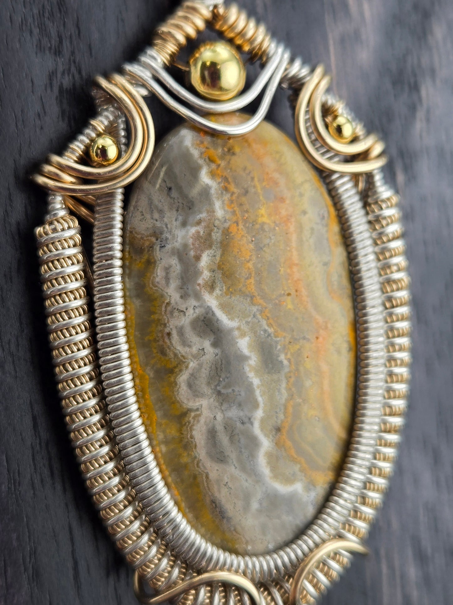 Handcut Bumblebee Jasper Pendant in 14/20 and .925