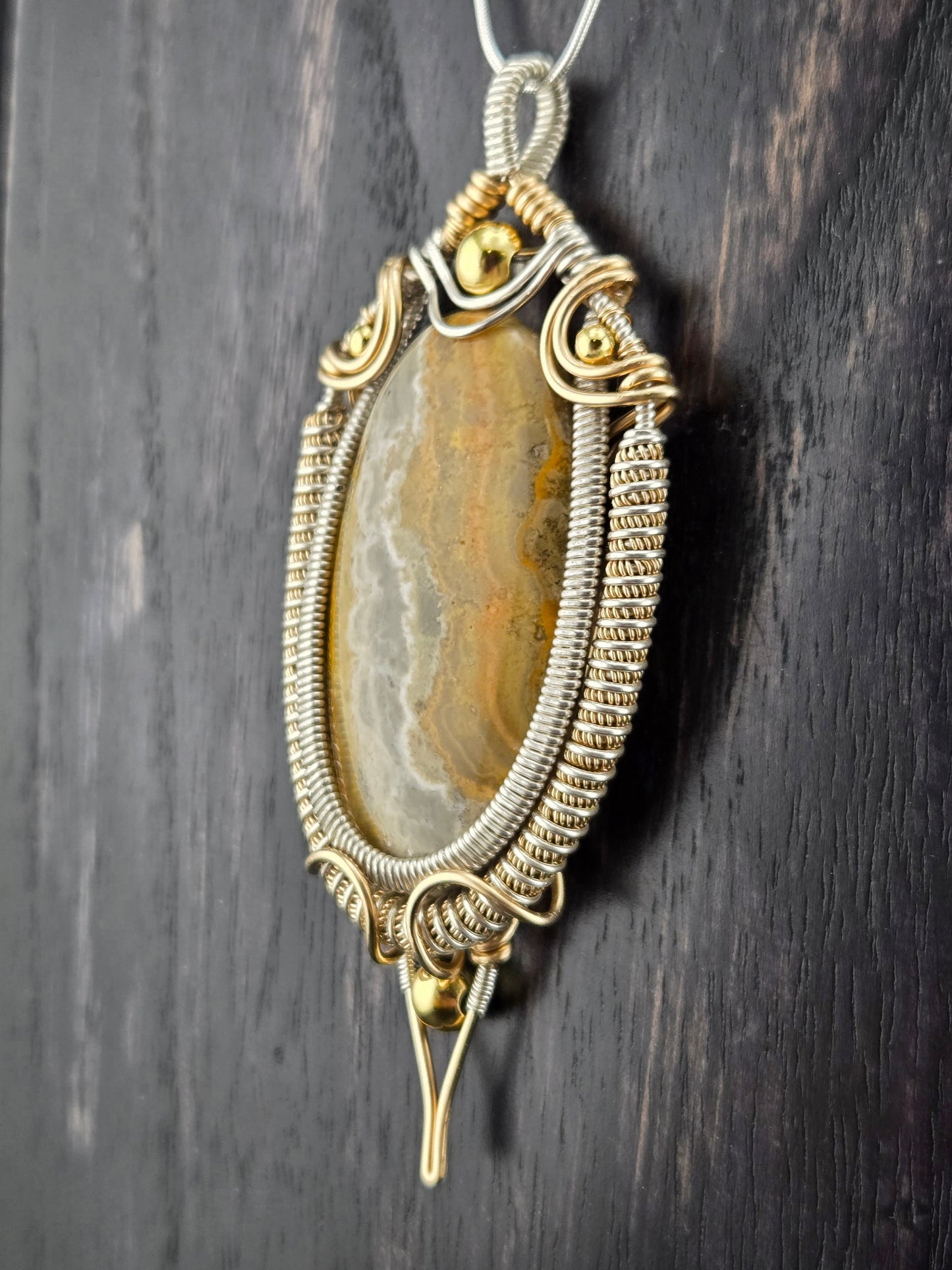 Handcut Bumblebee Jasper Pendant in 14/20 and .925