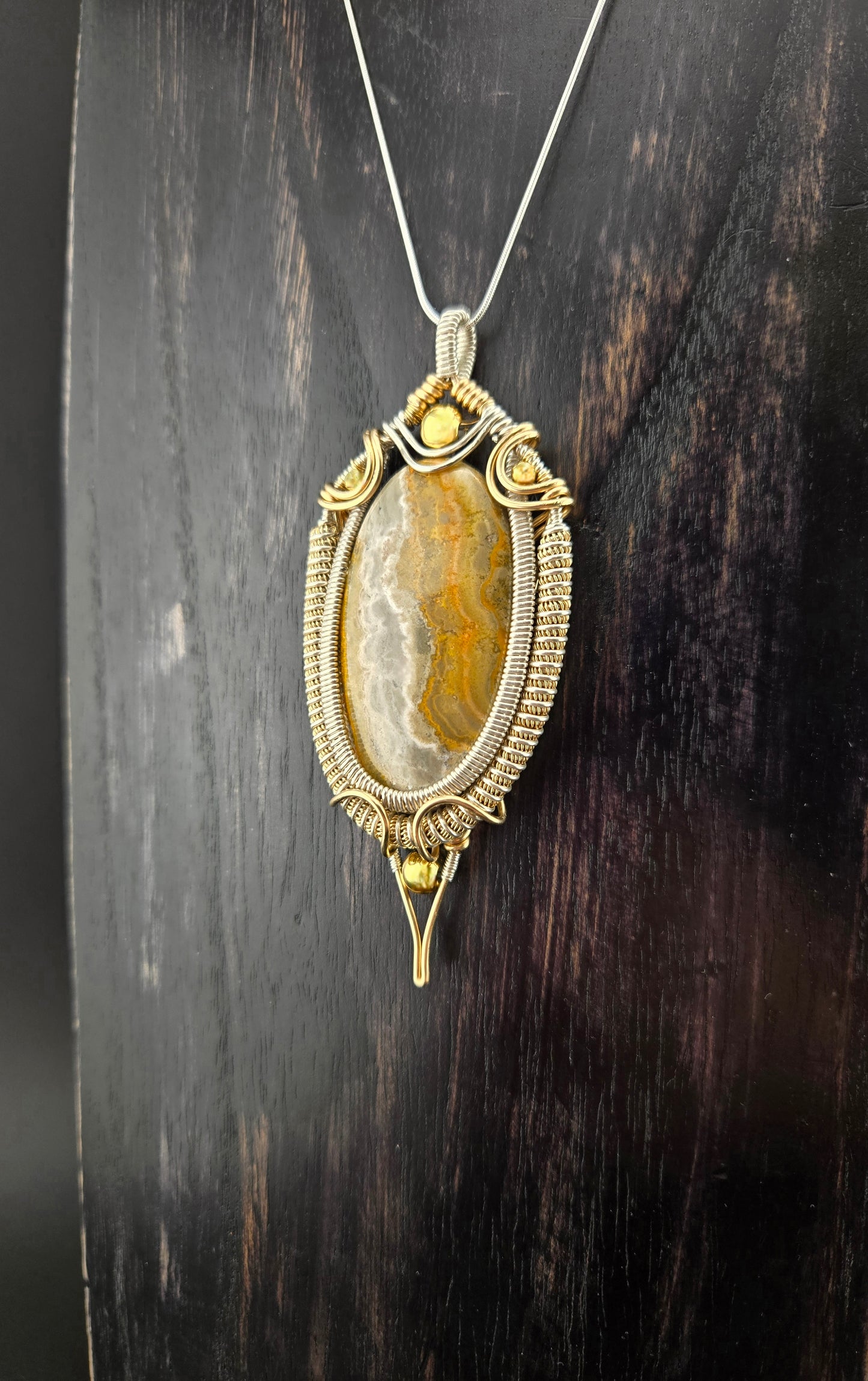 Handcut Bumblebee Jasper Pendant in 14/20 and .925