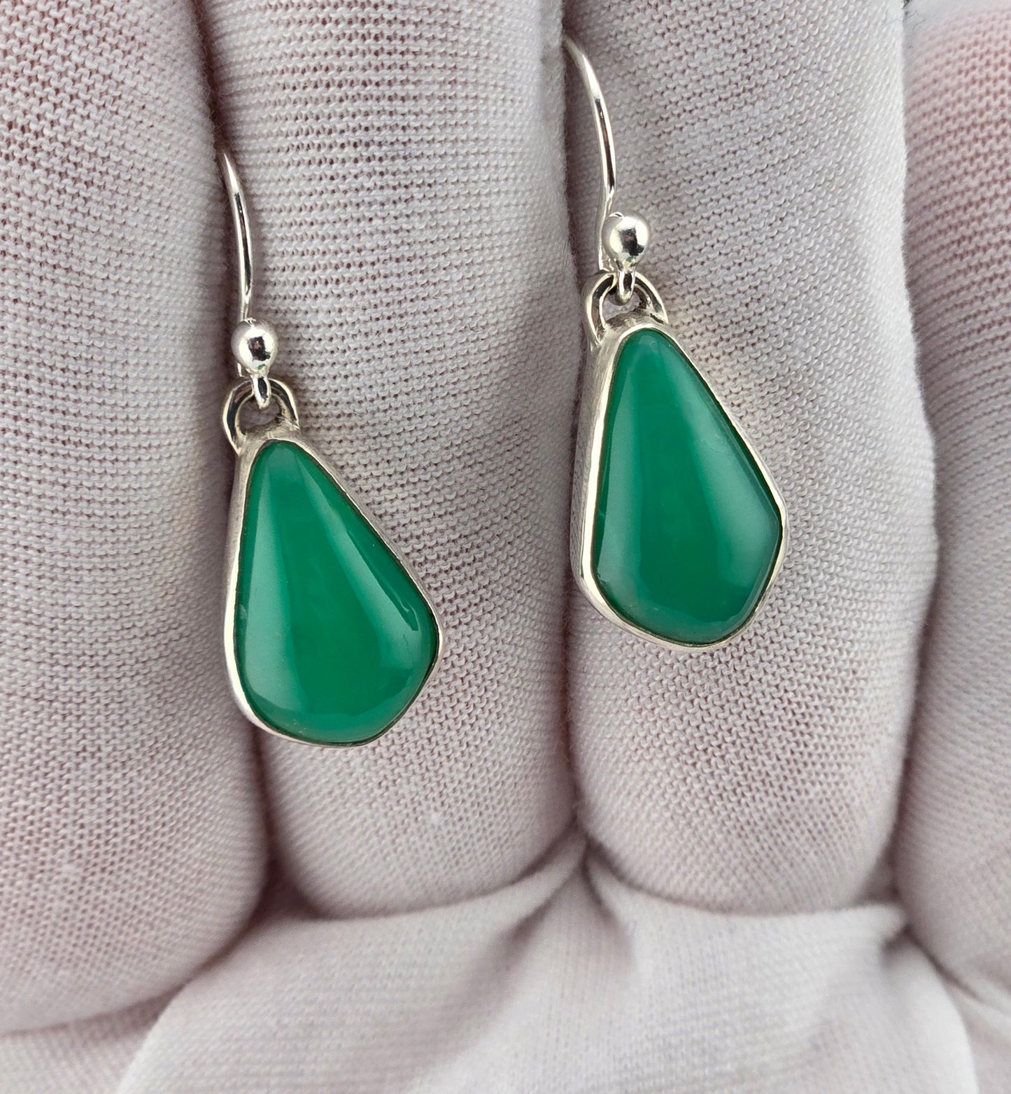 Chrysoprase Drop Pendant Earrings