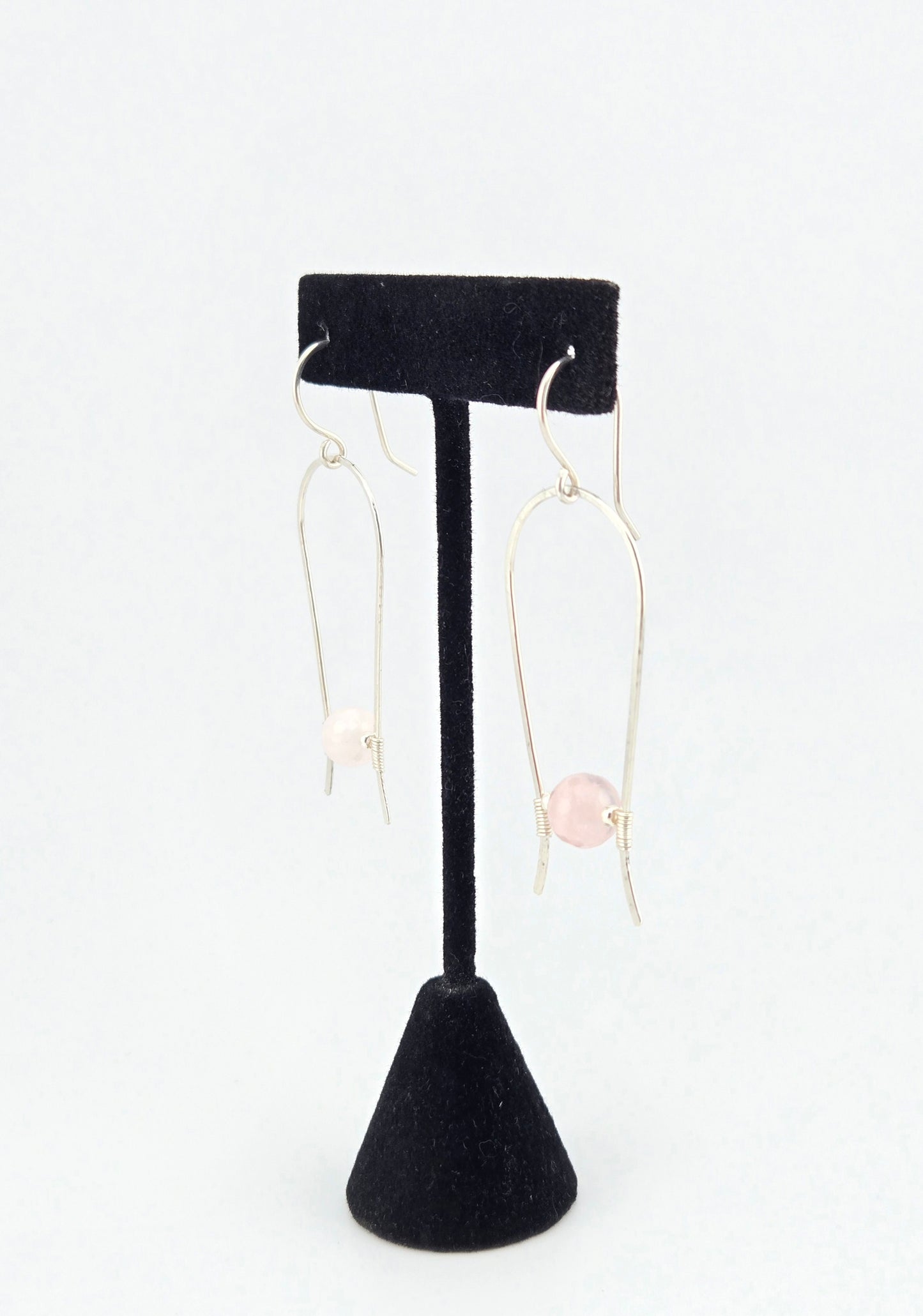 Hand Crafted .925 Silver Earrings with Natural Rose Quartz Findings