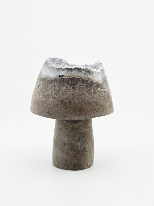 Brazilian Amethyst Mushroom Cut with Druzy Top