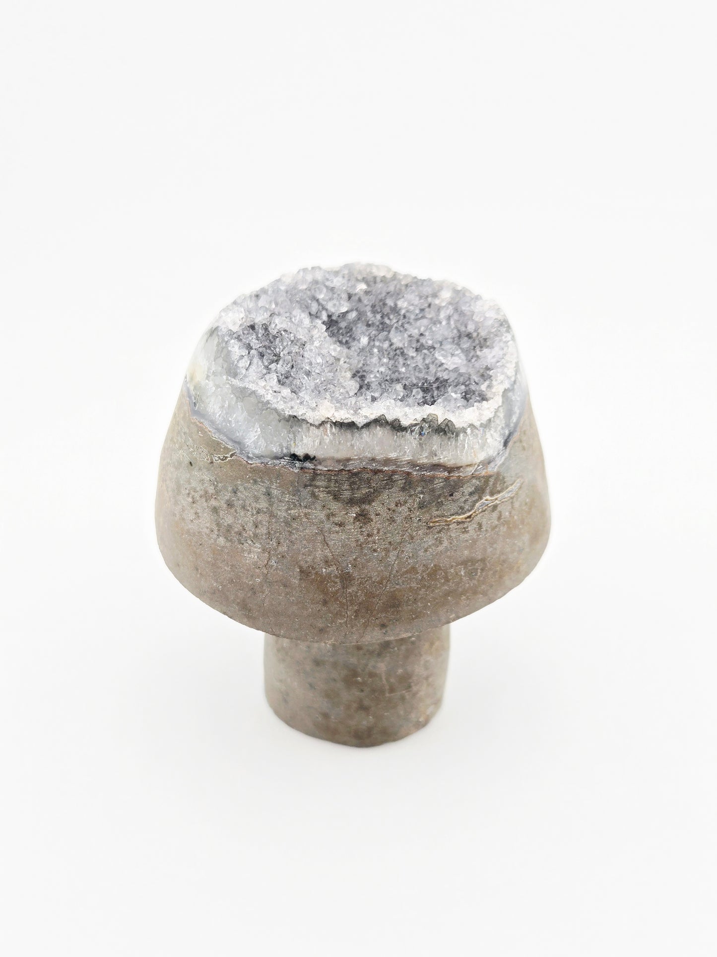 Brazilian Amethyst Mushroom Cut with Druzy Top