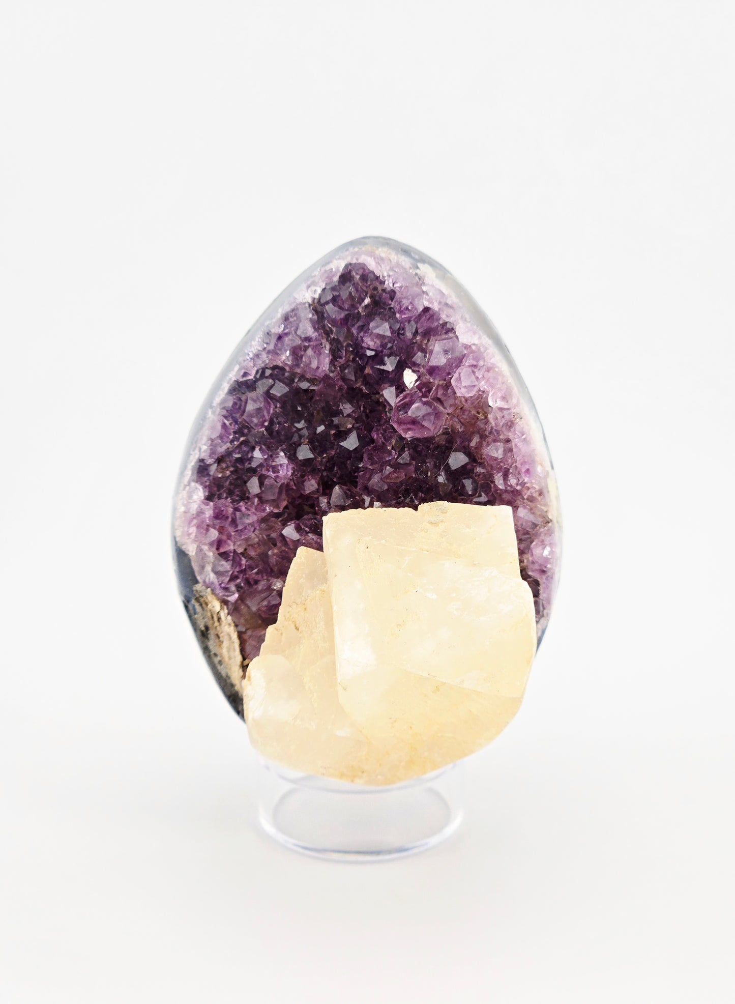 Brazilian Amethyst "Egg" with UV Reactive Calcite Display Specimen