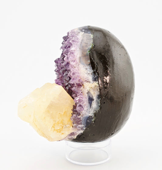 Brazilian Amethyst "Egg" with UV Reactive Calcite Display Specimen