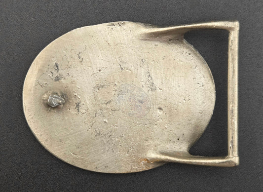 Vintage pewter belt buckle blank, fits a 52.7 × 38.5mm cabochon, 2.5" × 2" face