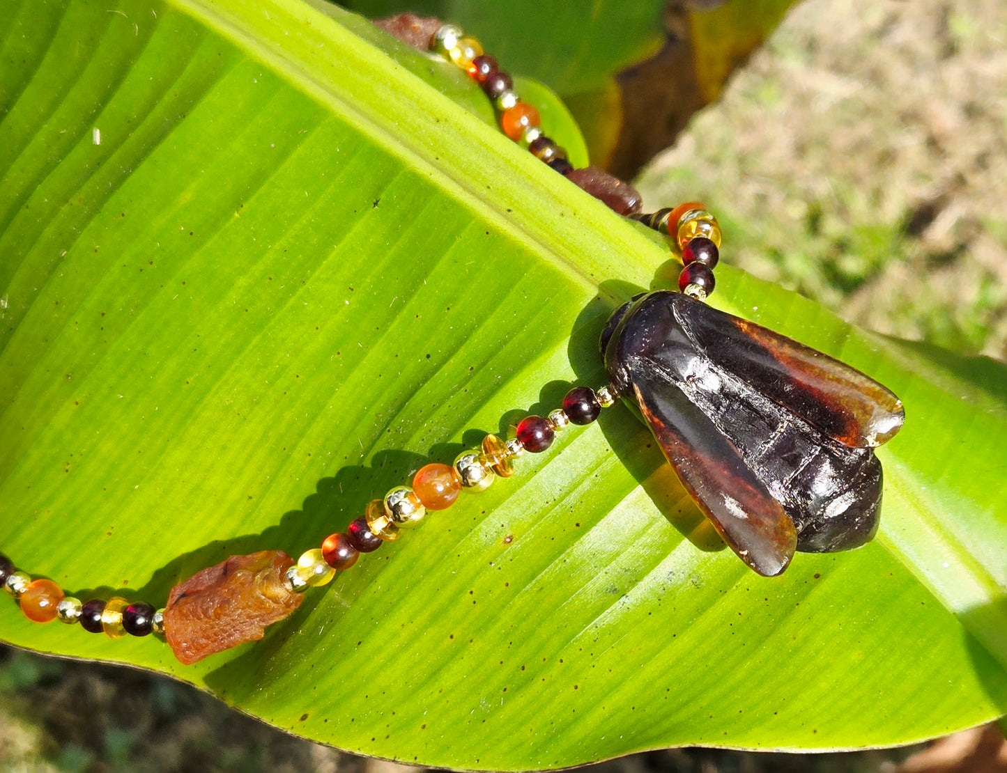 Amber Bumblebee with Amber Ombre Necklace