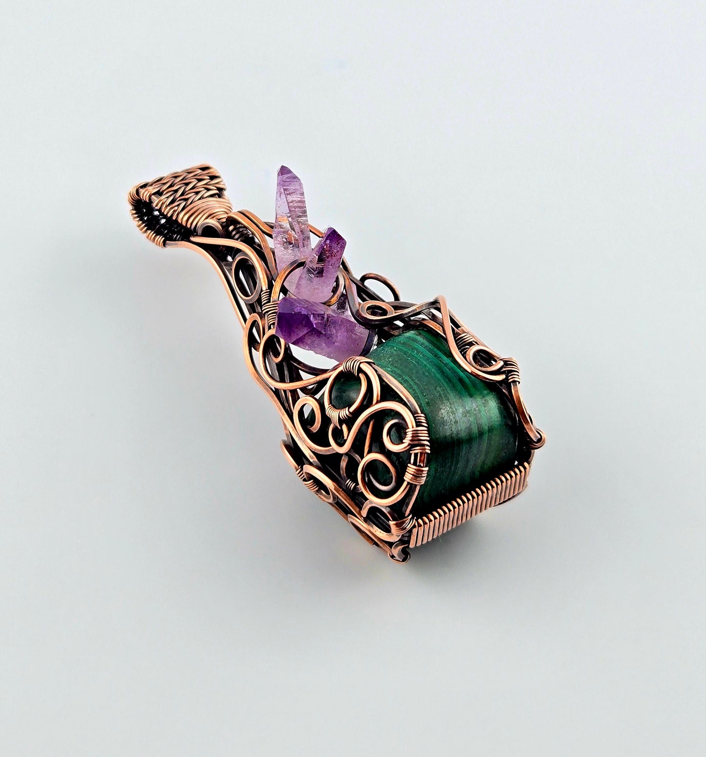 Custom Malachite & Amethyst Pendant