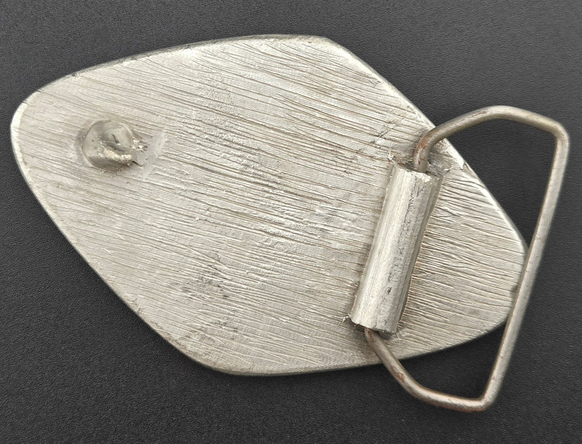 Vintage pewter belt buckle blank, fits a 23 × 30.7mm cabochon, 3.5" × 2.25" face