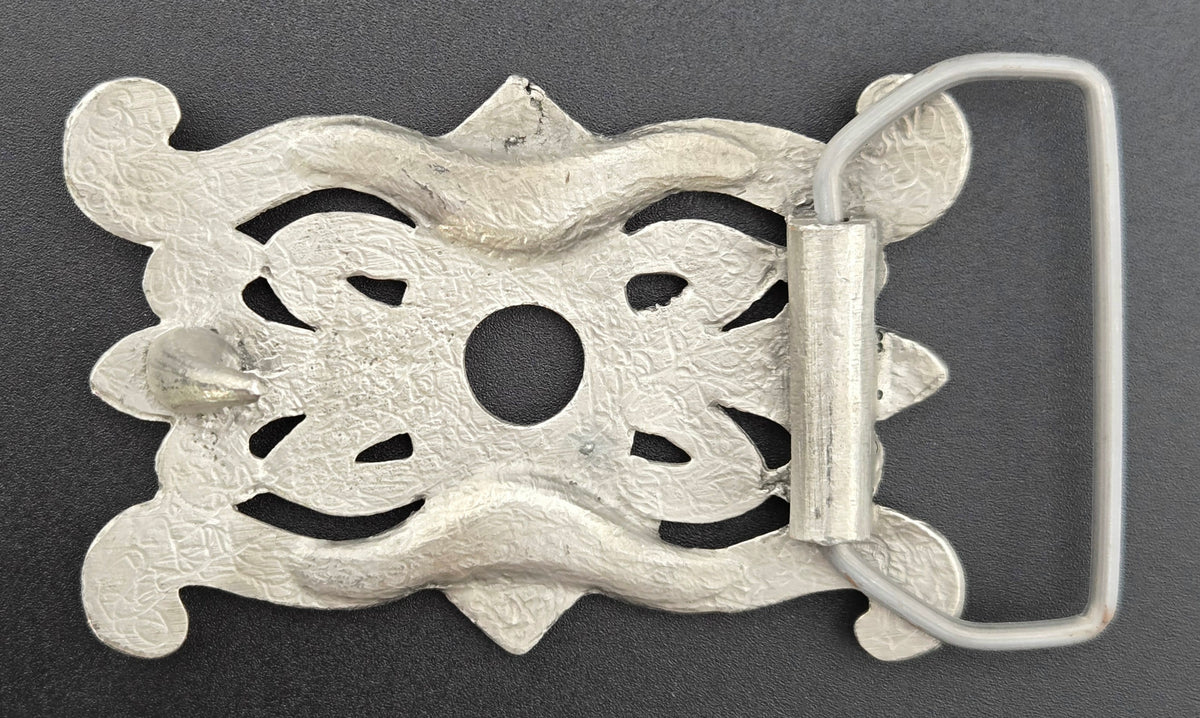 Vintage pewter belt buckle blank, fits a 40.5 × 30.5mm cabochon, 3" × 2" face