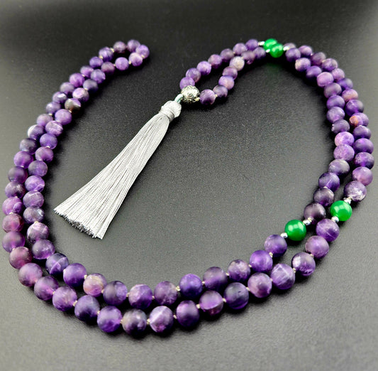 Handmade Matte Amethyst Mala Necklace