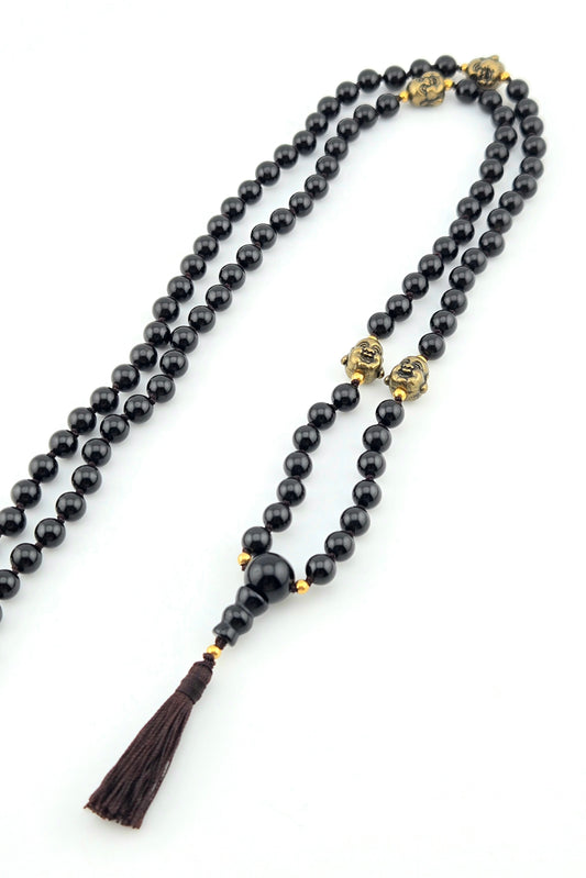 Handmade Laughing Buddha Mala Necklace