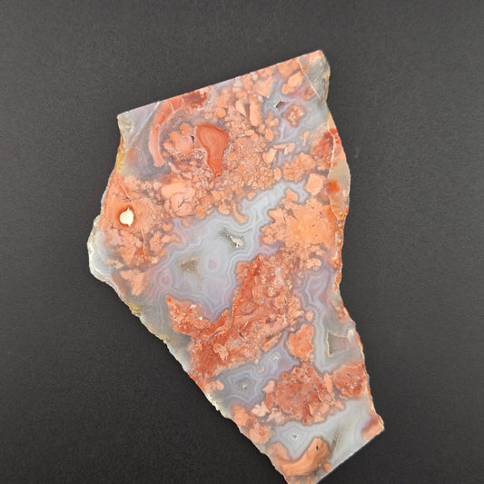 Cotton Candy agate lapidary slab, alternate view, pink and peach brecciated jasper-agate