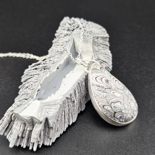 Fordite Pendant in .925 Sterling Silver