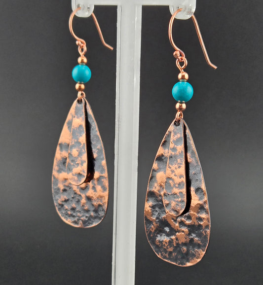 Hammered Copper Earrings