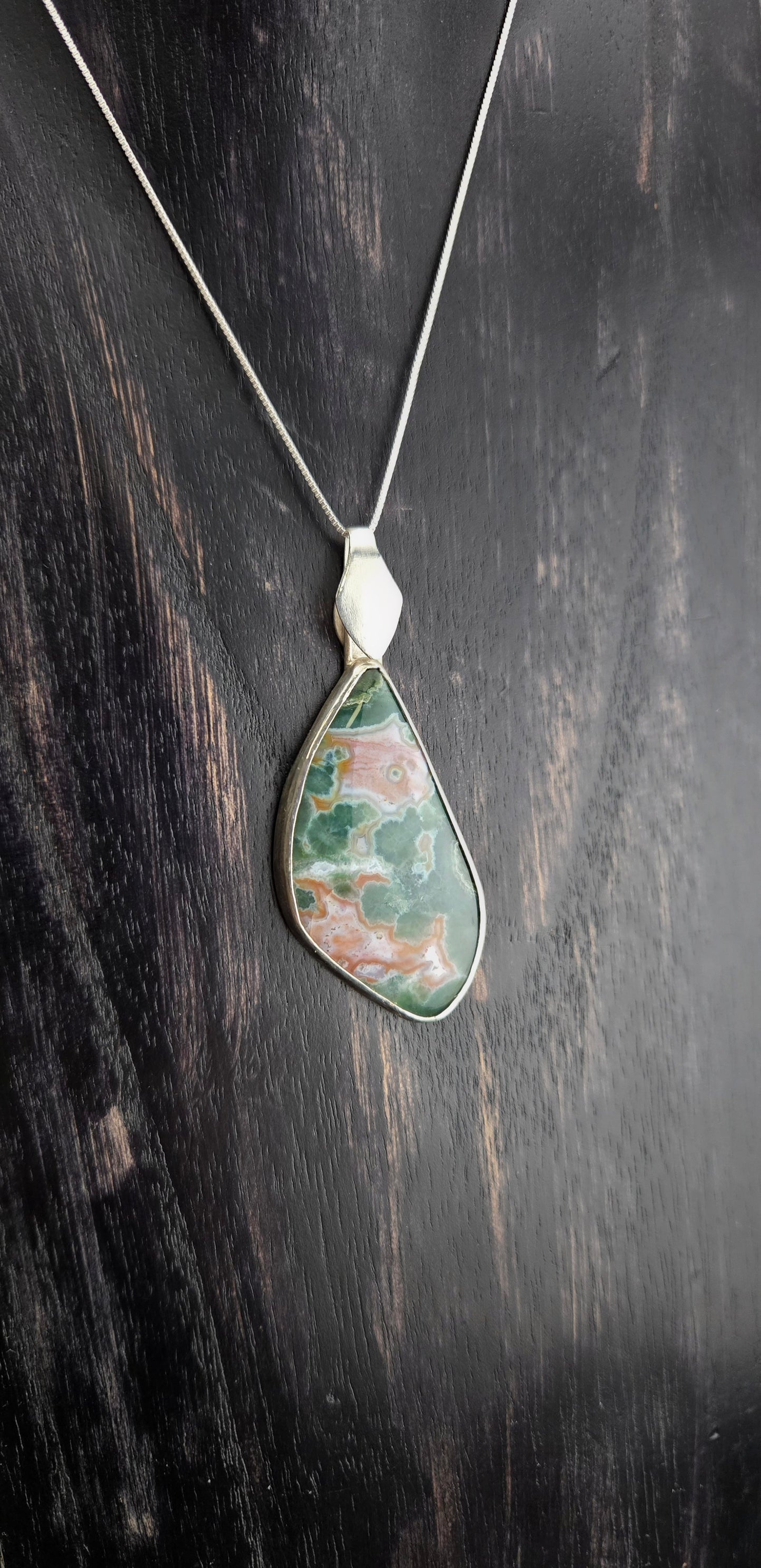 Handcut First Vein Jasper Pendant in .925 Sterling Silver