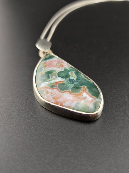 Handcut First Vein Jasper Pendant in .925 Sterling Silver