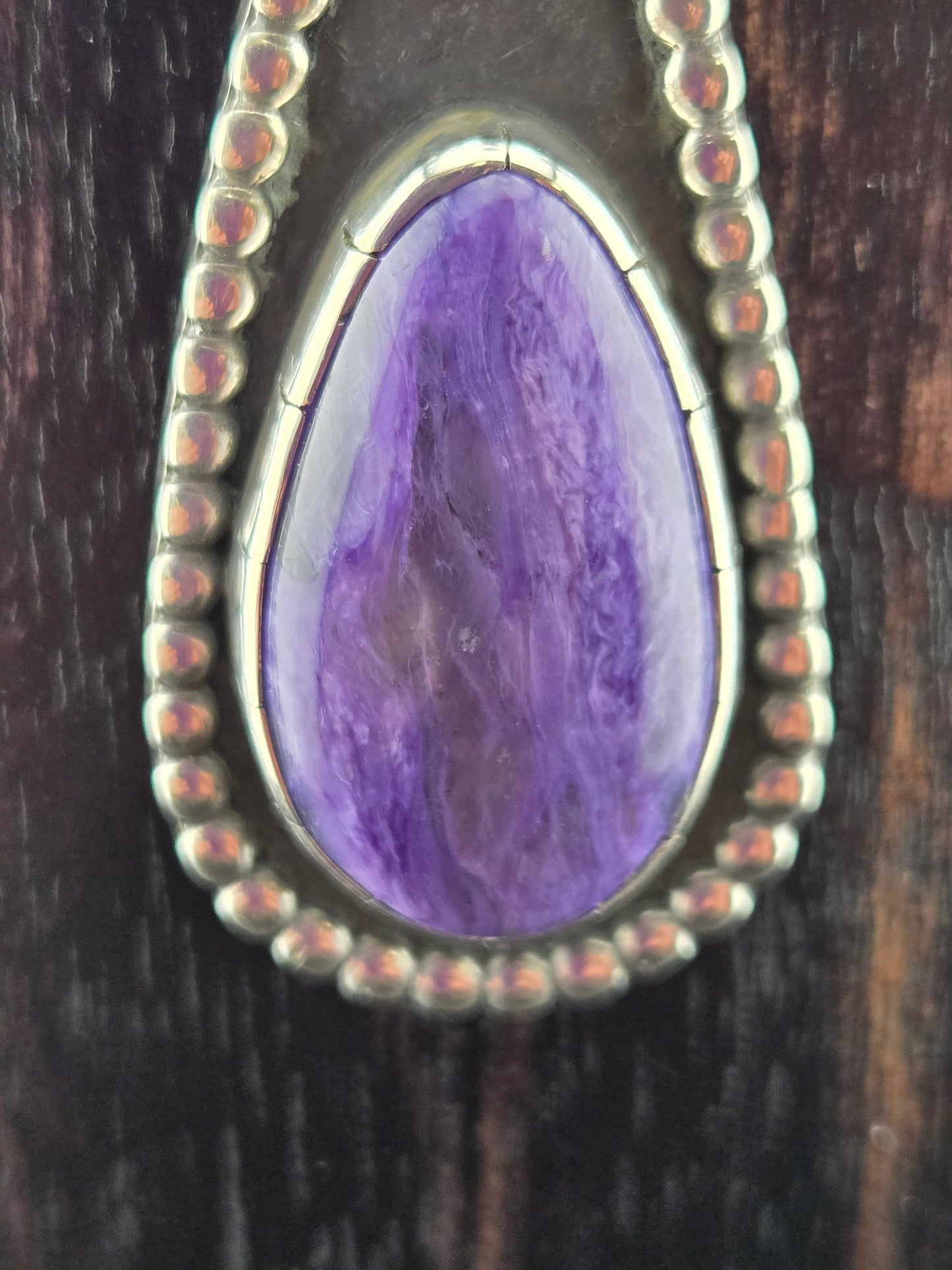 Charoite Handcut Pendant in .925 Sterling Silver