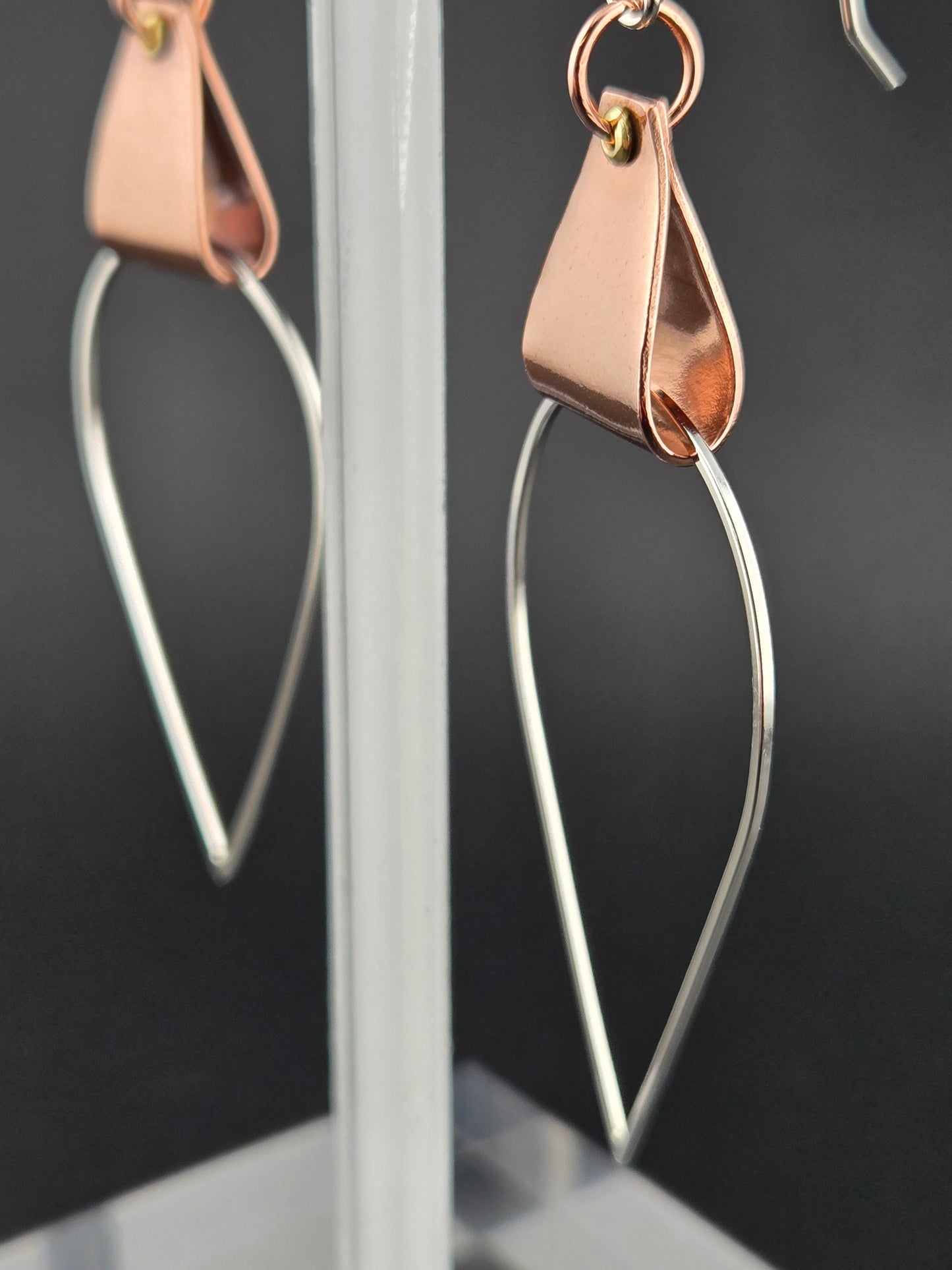 Riveted Bare Mixed Metals Drop Earrings