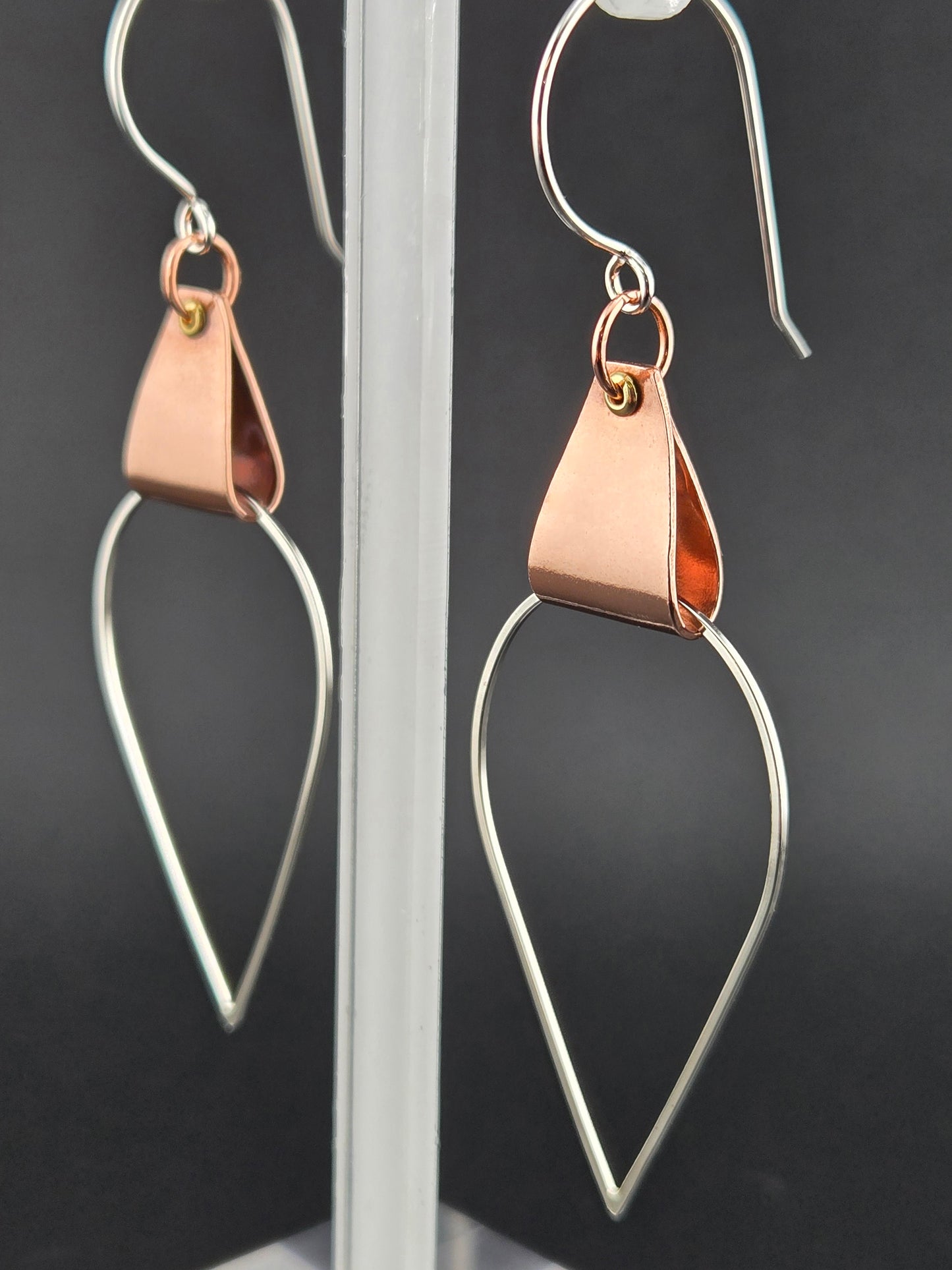 Riveted Bare Mixed Metals Drop Earrings