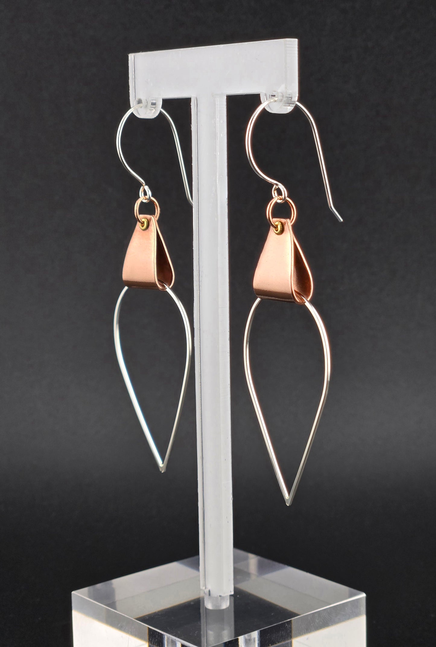 Riveted Bare Mixed Metals Drop Earrings