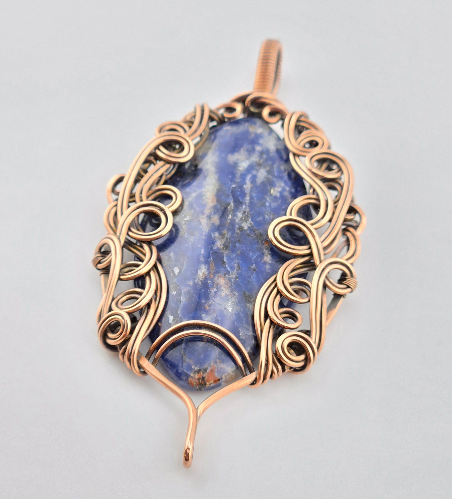 Handcut Sodalite In Bare Copper Swirls