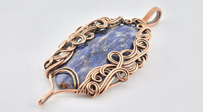 Handcut Sodalite In Bare Copper Swirls