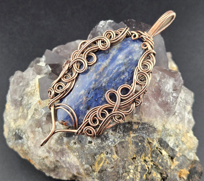 Handcut Sodalite In Bare Copper Swirls