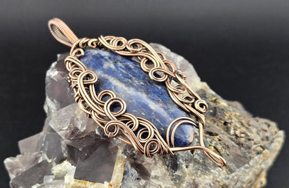 Handcut Sodalite In Bare Copper Swirls