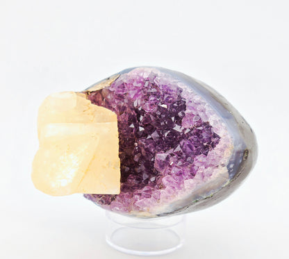 Brazilian Amethyst "Egg" with UV Reactive Calcite Display Specimen