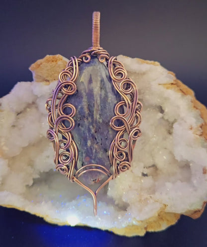 Handcut Sodalite In Bare Copper Swirls