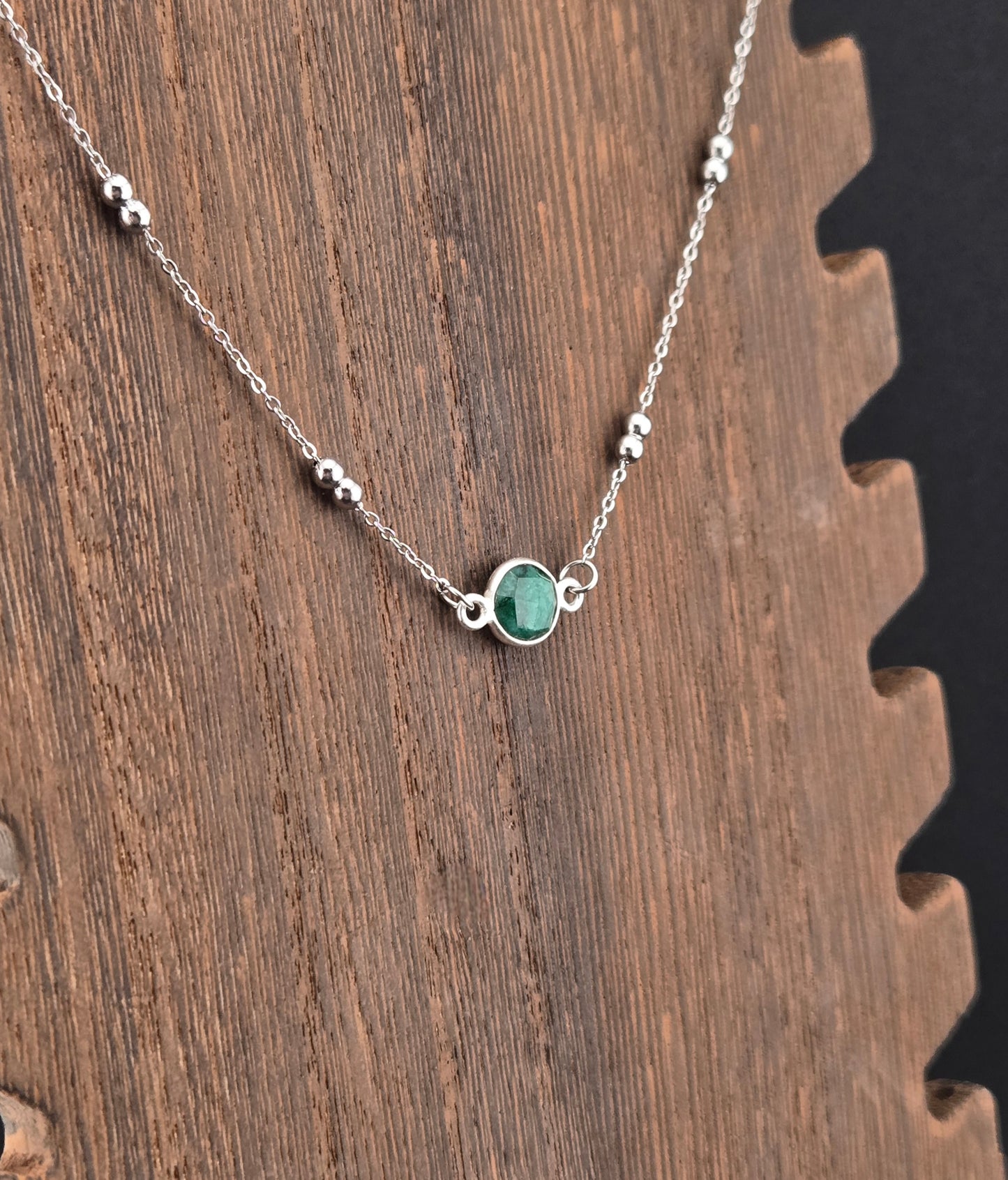 Faceted Emerald Coin Necklace