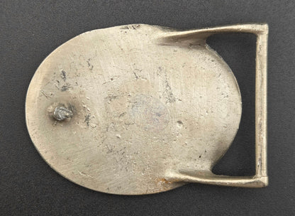 Vintage pewter belt buckle blank, fits a 52.7 × 38.5mm cabochon, 2.5" × 2" face