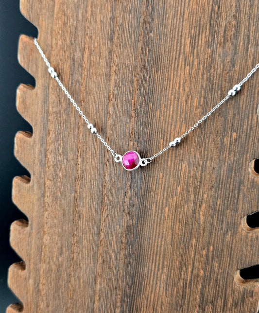 Faceted Ruby Coin Necklace