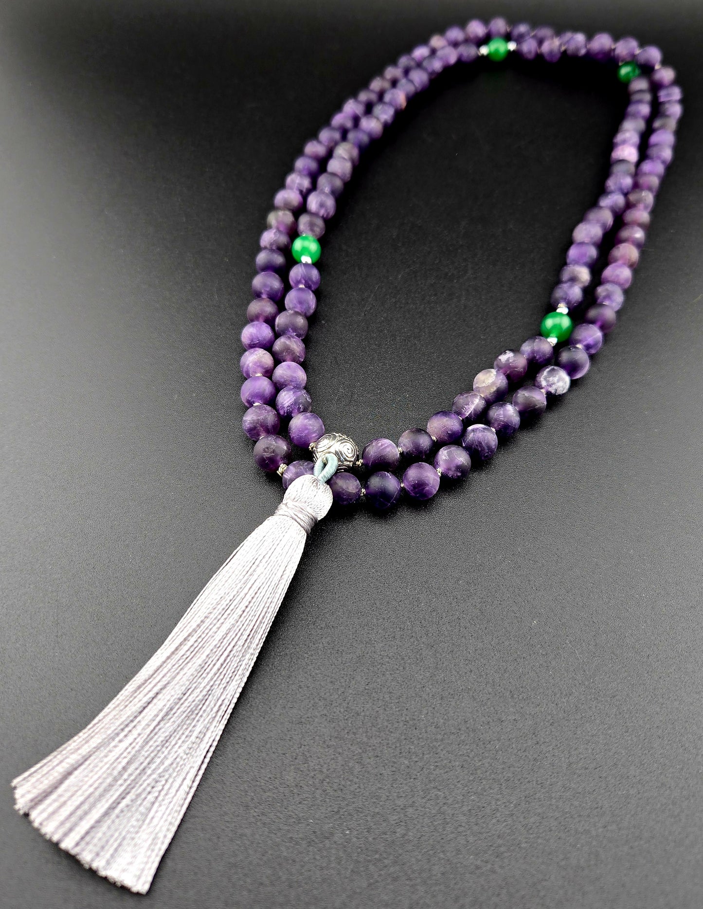 Handmade Matte Amethyst Mala Necklace