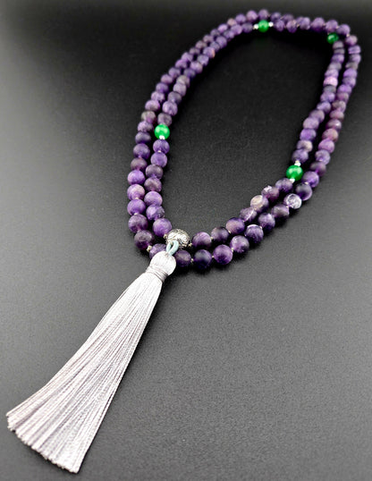 Handmade Matte Amethyst Mala Necklace