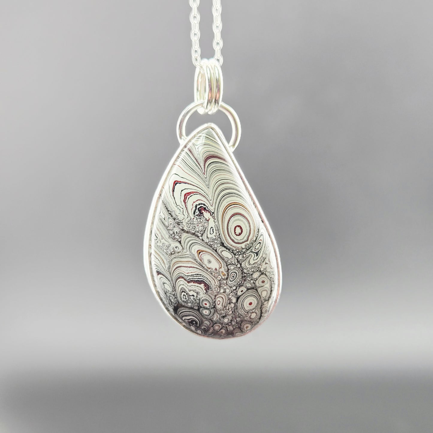 Fordite Pendant in .925 Sterling Silver