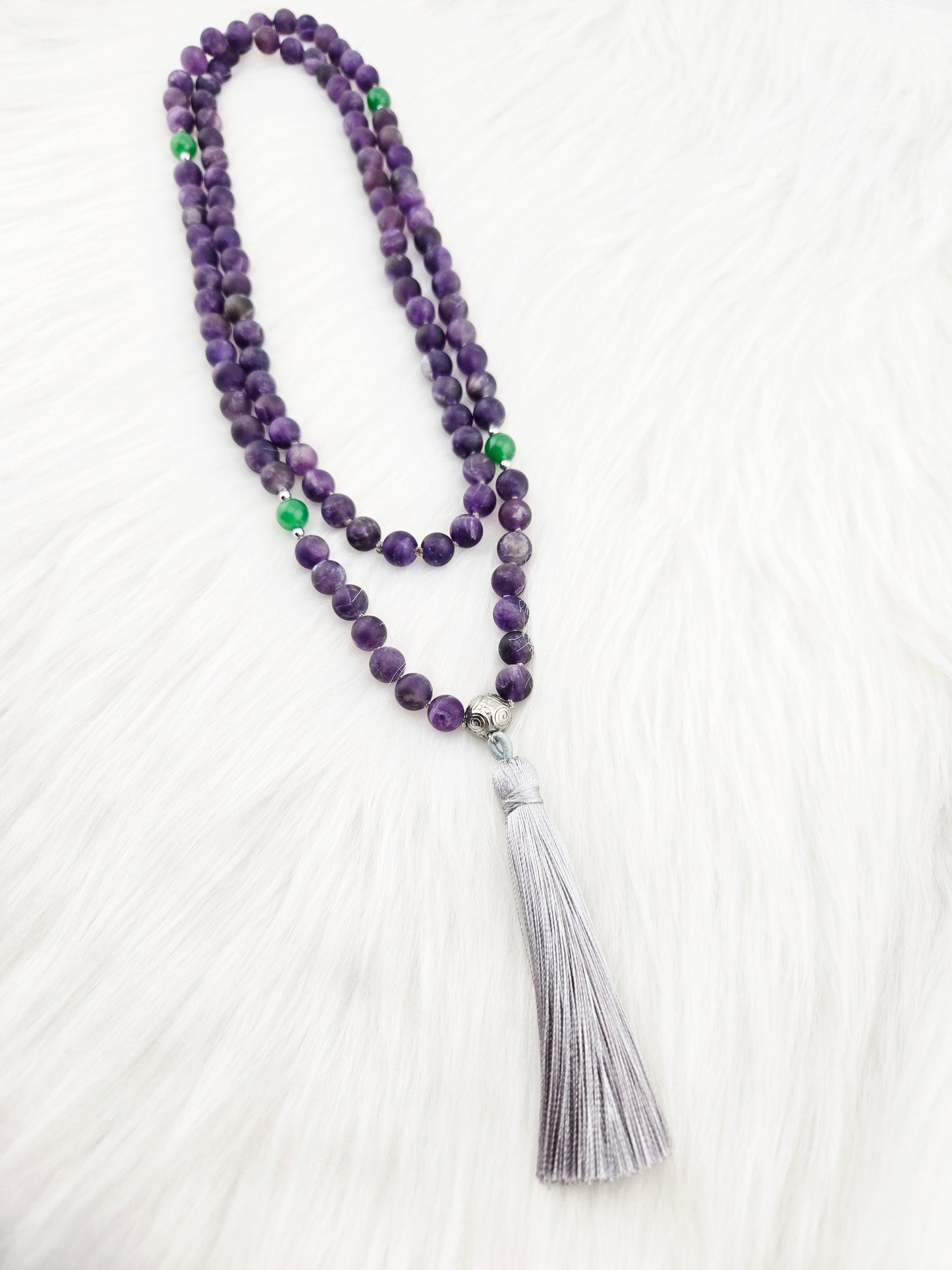 Handmade Matte Amethyst Mala Necklace