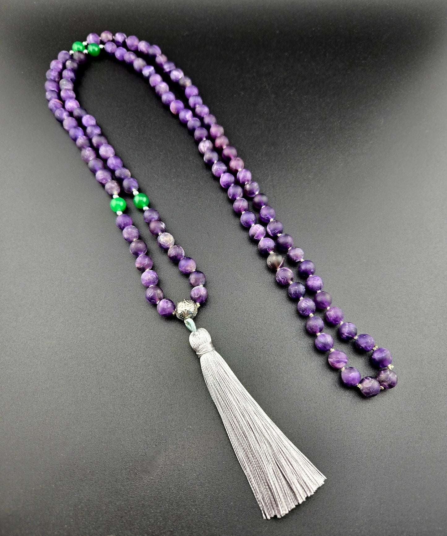 Handmade Matte Amethyst Mala Necklace