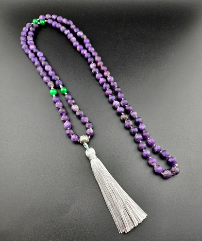 Handmade Matte Amethyst Mala Necklace