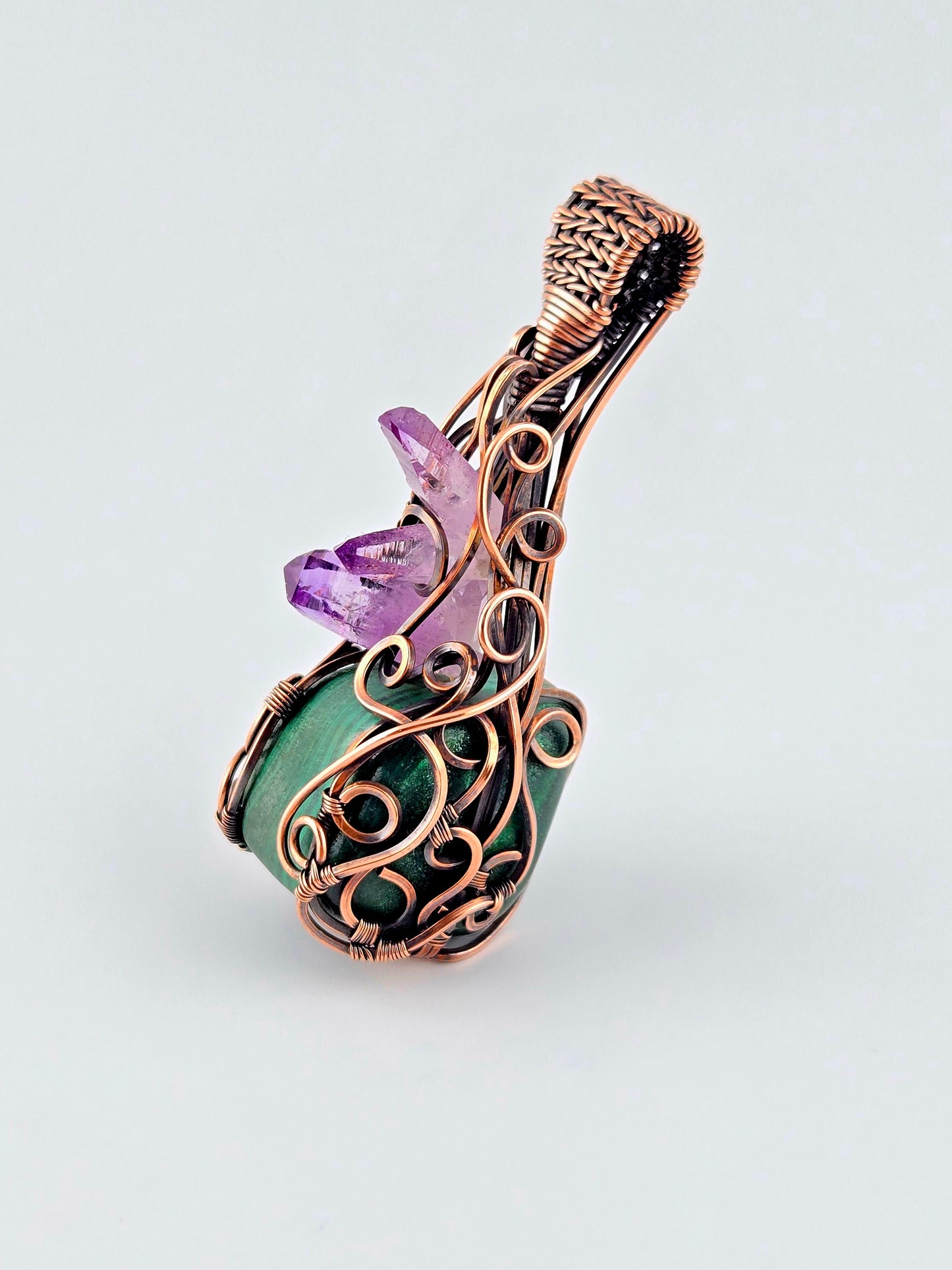 Custom Malachite & Amethyst Pendant