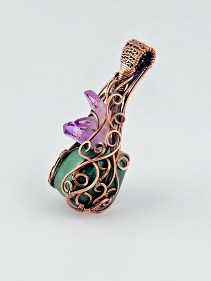 Custom Malachite & Amethyst Pendant