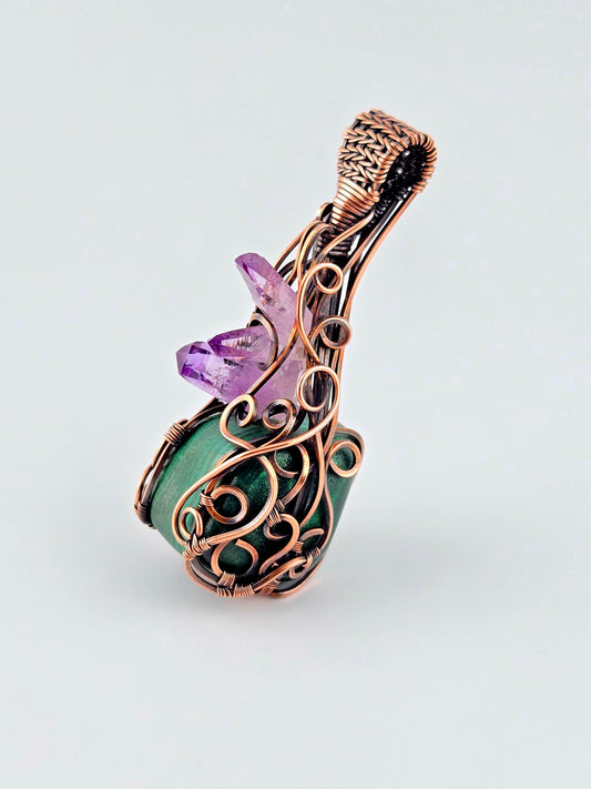 Custom Malachite & Amethyst Pendant