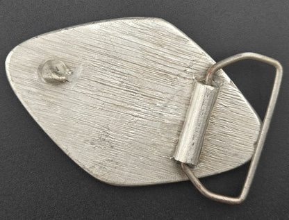 Vintage pewter belt buckle blank, fits a 23 × 30.7mm cabochon, 3.5" × 2.25" face