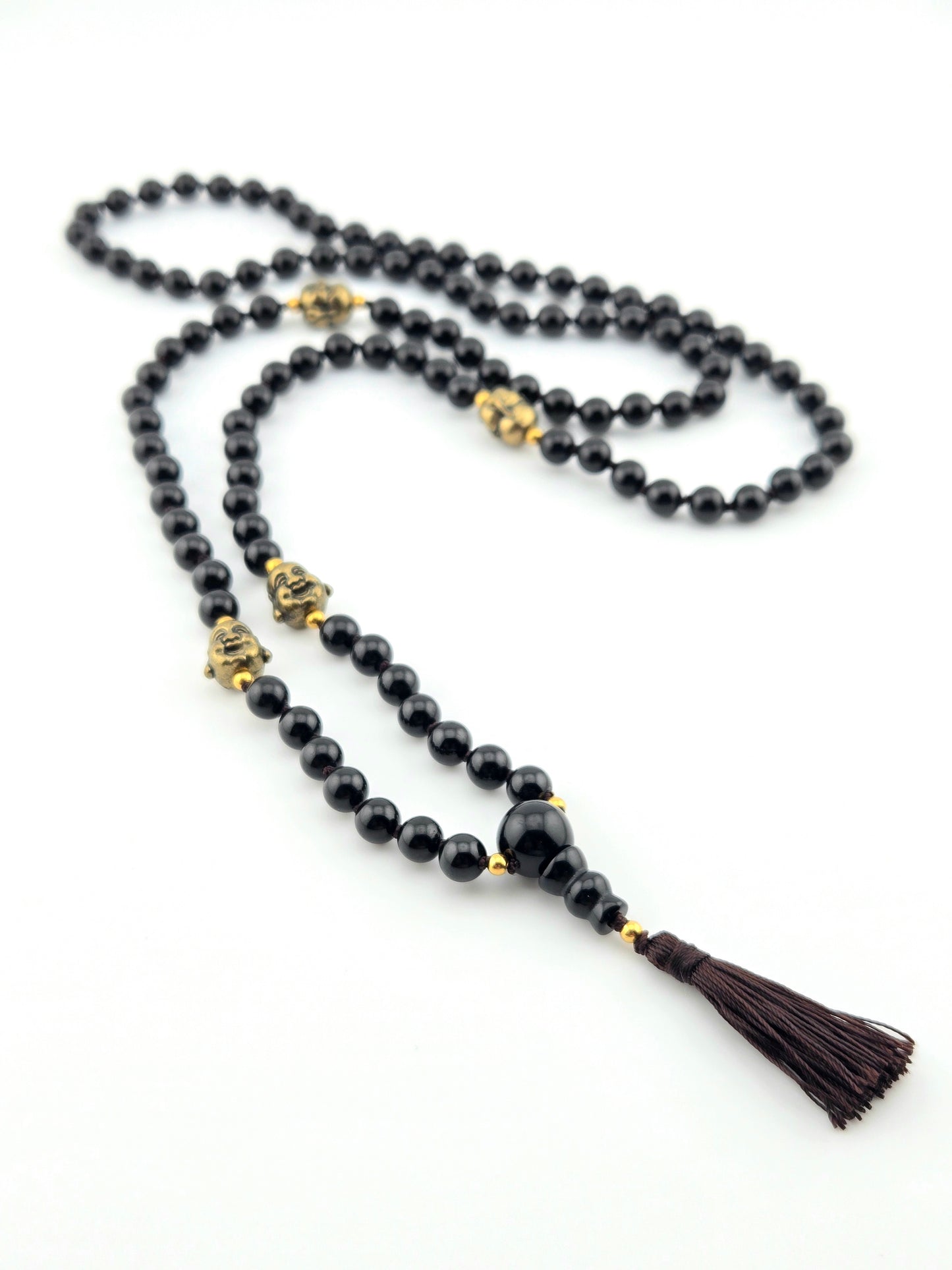 Handmade Laughing Buddha Mala Necklace