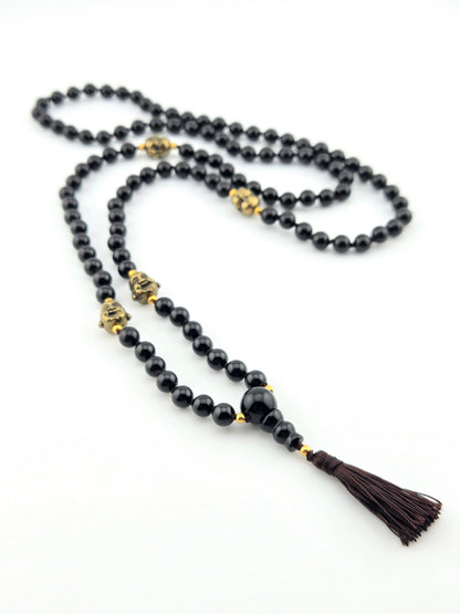 Handmade Laughing Buddha Mala Necklace